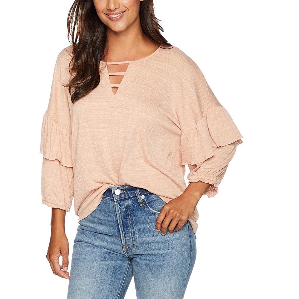 Democracy | Dusty Rose Elbow Ruffle Blouse S